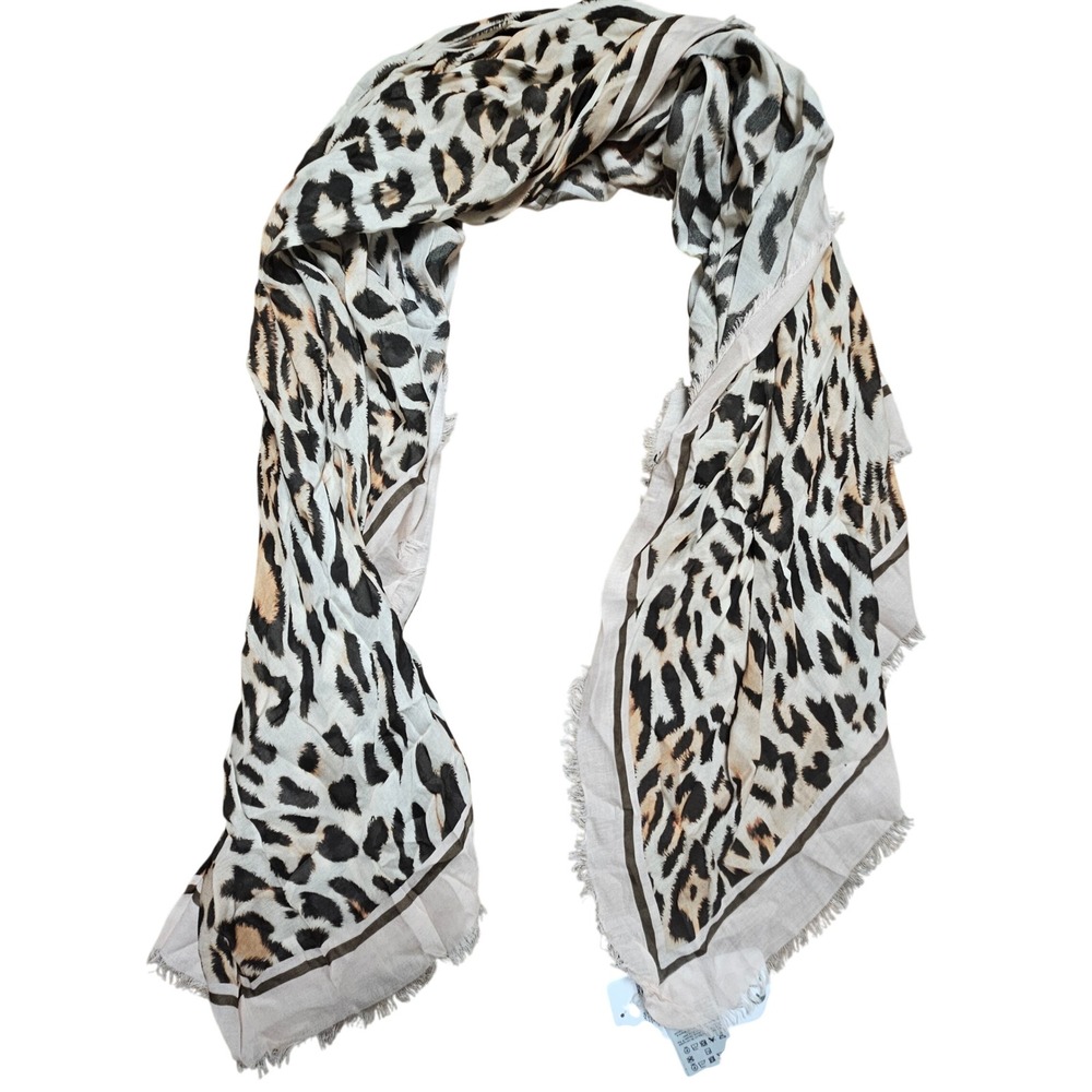 Escada Sport Cashmere Modal‎ Blend Leopard Animal Print Scarf 54x56 Mob Wife NWT